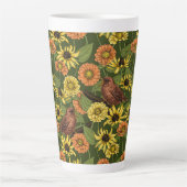 Tasse Latte Wens et fleurs sur vert (Devant)
