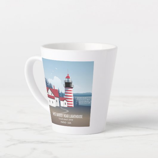Tasse Latte West Quoddy Head Lighthouse (Angle gauche)