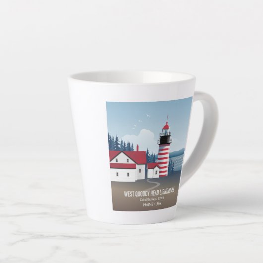 Tasse Latte West Quoddy Head Lighthouse (Angle droit)