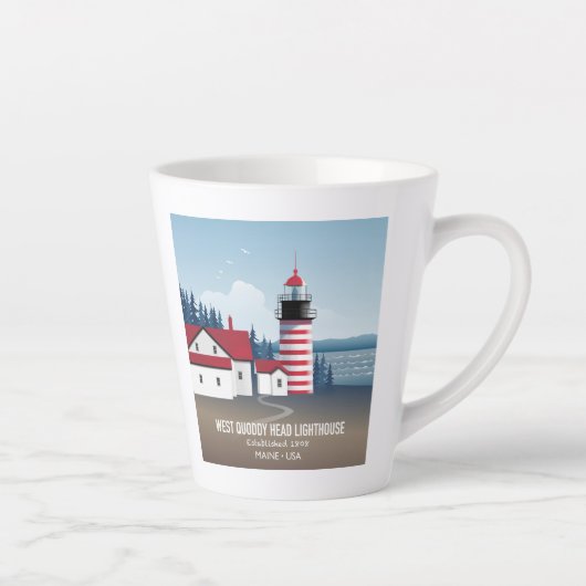 Tasse Latte West Quoddy Head Lighthouse (Droite)