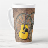 Tasse Latte Western Wagon Wheel Guitar Cowboy bottes tournesol (Angle gauche)