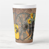 Tasse Latte Western Wagon Wheel Guitar Cowboy bottes tournesol (Devant)