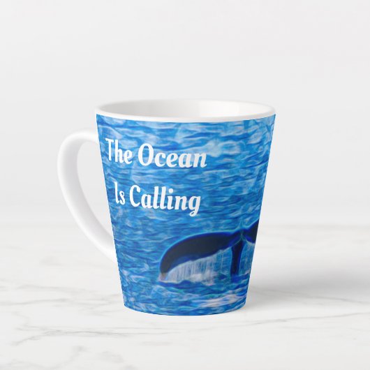 Tasse Latte Whale Tail Blue Ocean appelle (Angle gauche)