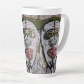 Tasse Latte Whimsical 3 Face Original Artist Painting  (Angle droit)