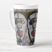 Tasse Latte Whimsical 3 Face Original Artist Painting  (Angle gauche)
