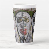 Tasse Latte Whimsical 3 Face Original Artist Painting  (Devant)