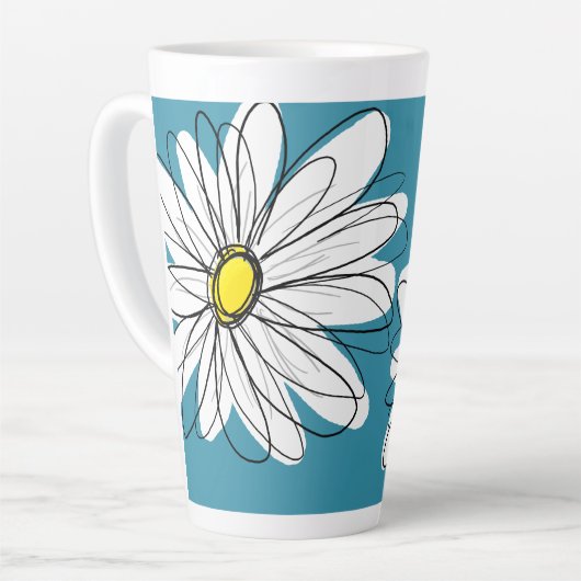 Tasse Latte Whimsical Daisy - orchidée - nom de script tendanc (Angle gauche)