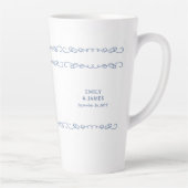 Tasse Latte Whimsical Doodle French Blue Wedding Party (Droite)