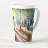 Tasse Latte Whimsical Girl Dancing Through Birch Forest (Angle droit)