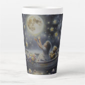 Tasse Latte Whimsical Girl Moon Dream Fantasy Scene (Devant)