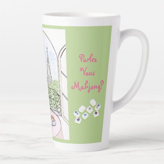 Tasse Latte Whimsical Paris and Eiffel Tower MAHJONG (Droite)