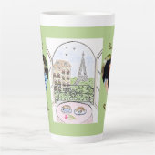 Tasse Latte Whimsical Paris Eiffel Tower Bisou Kiss PHOTO (Devant)