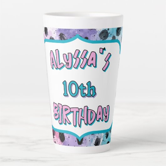 Tasse Latte Whimsical Pastel Dalmatian Spots Anniversaire (Devant)