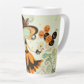 Tasse Latte whimsical/sorcière/citrouille/chute (Angle droit)