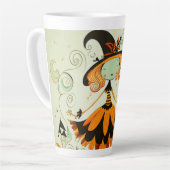 Tasse Latte whimsical/sorcière/citrouille/chute (Angle gauche)