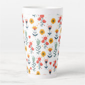 Tasse Latte Whimsical Tiny Floral Pattern Tote Bag (Devant)