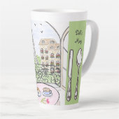 Tasse Latte Whimsical Watercolor Paris Eiffel Tower Cutlery (Angle droit)