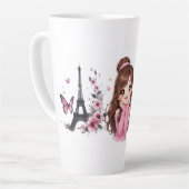Tasse Latte Whispers of Paris Petals Over the Eiffel A Butterf (Angle gauche)