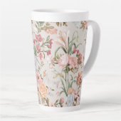 Tasse Latte White Cats Pink Roses Floral  (Angle droit)