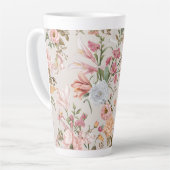 Tasse Latte White Cats Pink Roses Floral  (Angle gauche)