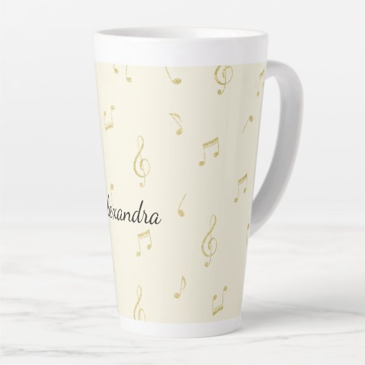 Tasse Latte White Gold Music Notes   (Angle droit)