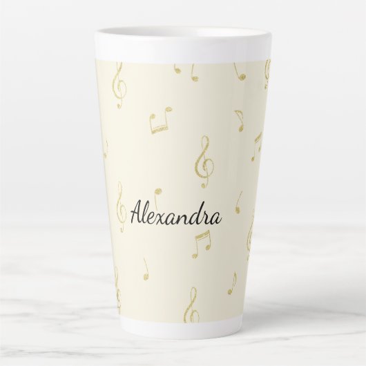 Tasse Latte White Gold Music Notes   (Devant)