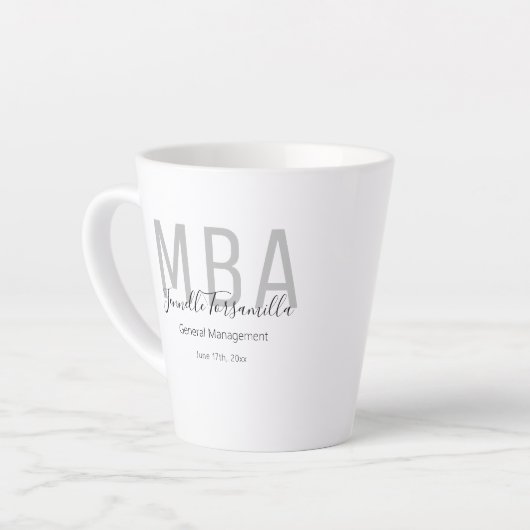 Tasse Latte White Grey Nom MBA Graduate (Angle gauche)
