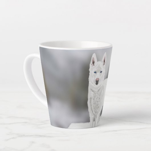 Tasse Latte White Husky (Angle gauche)