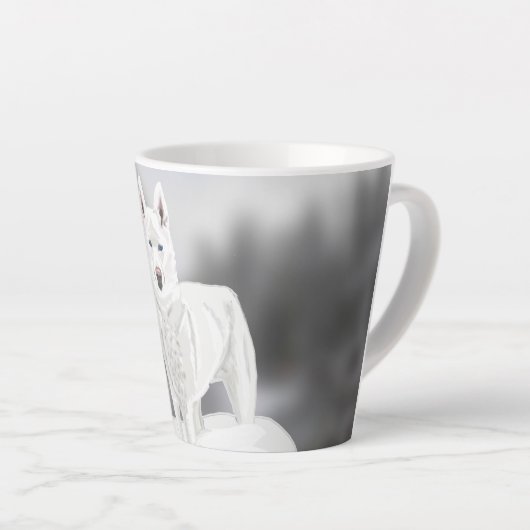 Tasse Latte White Husky (Angle droit)