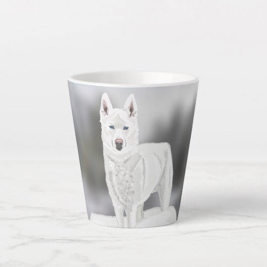 Tasse Latte White Husky (Devant)