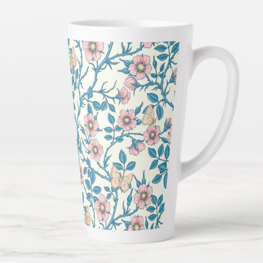 Tasse Latte Wild roses and butterflies /pink/blue/off white (Droite)