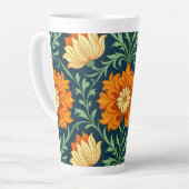 Tasse Latte William Morris Inspired Pattern Orange Flower (Angle gauche)