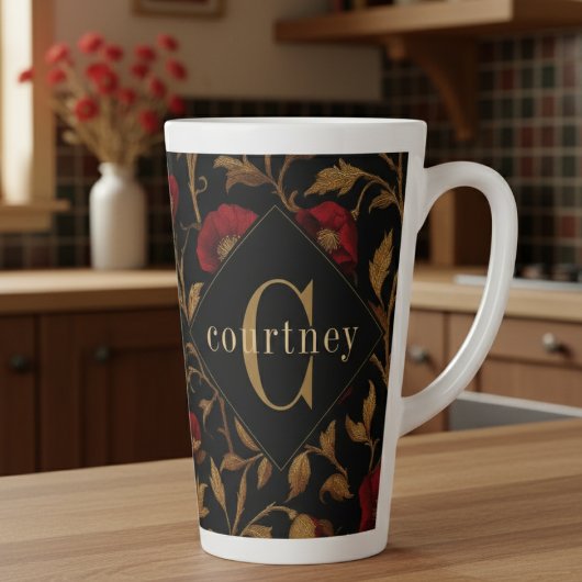 Tasse Latte William Morris Red Gold Poppy Monogramme Recette