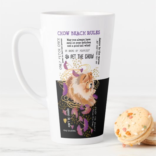 Tasse Latte WINDSONG CHOW BEACH RÈGLES TÊTE EN latte (En situation)