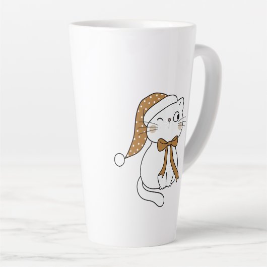 Tasse Latte Winking Winter Cat (Angle droit)