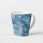 Tasse Latte Winter Blue White Snowflakes Christmas (Angle droit)