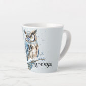 Tasse Latte Winter Snowflakes Blue Owl Christmas Snow (Angle droit)