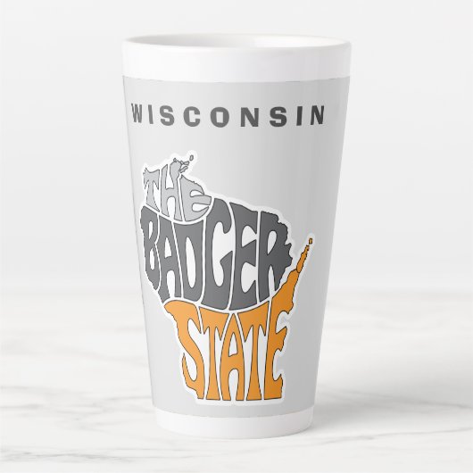 Tasse Latte Wisconsin State Pseudo Word Art (Devant)
