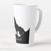 Tasse Latte Wolf Pop Art Votre Nom Personnalisé Noir Blanc (Angle droit)