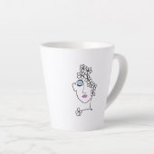 Tasse Latte Woman With Flowers Line Art   (Angle droit)