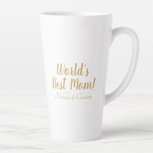 Tasse Latte World’s Best Mom gold custom script mignon (Droite)