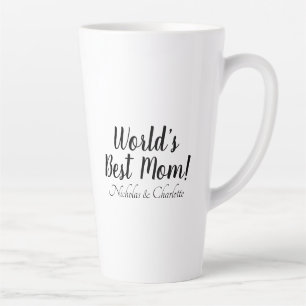 Tasse Latte World’s Best Mom noir blanc script personnalisé él