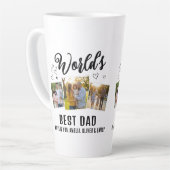 Tasse Latte World's Best Dad Custom 3 Photo Collage (Angle gauche)