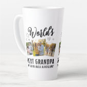 Tasse Latte World's Best Grandpa Custom 3 Photo Collage (Angle gauche)