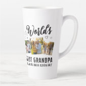 Tasse Latte World's Best Grandpa Custom 3 Photo Collage (Droite)
