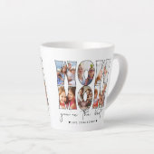 Tasse Latte Wow Mom Citation Modern White 6 Photo Collage (Angle droit)