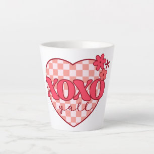 Tasse Latte XOXO Coeur rose mignon et amoureux