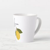 Tasse Latte Yellow Lemon with Green Leaves | Fresh Citrus  (Angle droit)