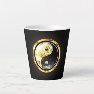 Tasse Latte Yin Yang or sur noir