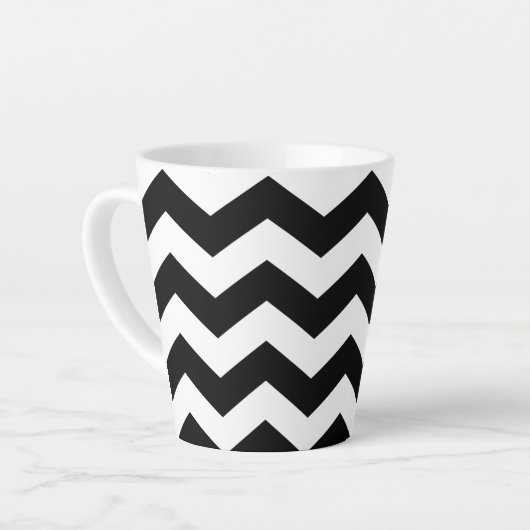 Tasse Latte Zigzag Chevron Noir Et Blanc (Angle gauche)